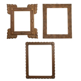 Three Tramp Art wood picture frames