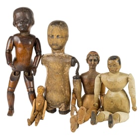 A group of five dolls