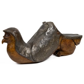 A Folk Art lead mounted figural architectural element