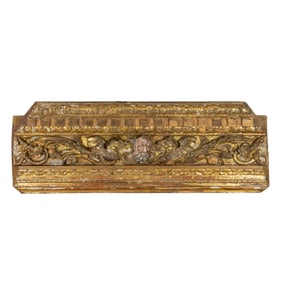 A Continental Baroque polychrome and gilt architectural fragment