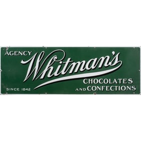 A Whitman's Chocolate porcelain enamel sign