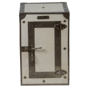 An American porcelain mounted brass cigar case