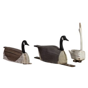Three large painted wood decoys