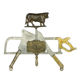 A cast iron and other metal advertising sign for a San Francisco butcher supply