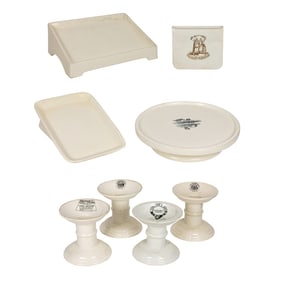 A group of English ironstone butcher's display stands