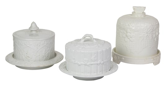 Three English ceramic cheese domes