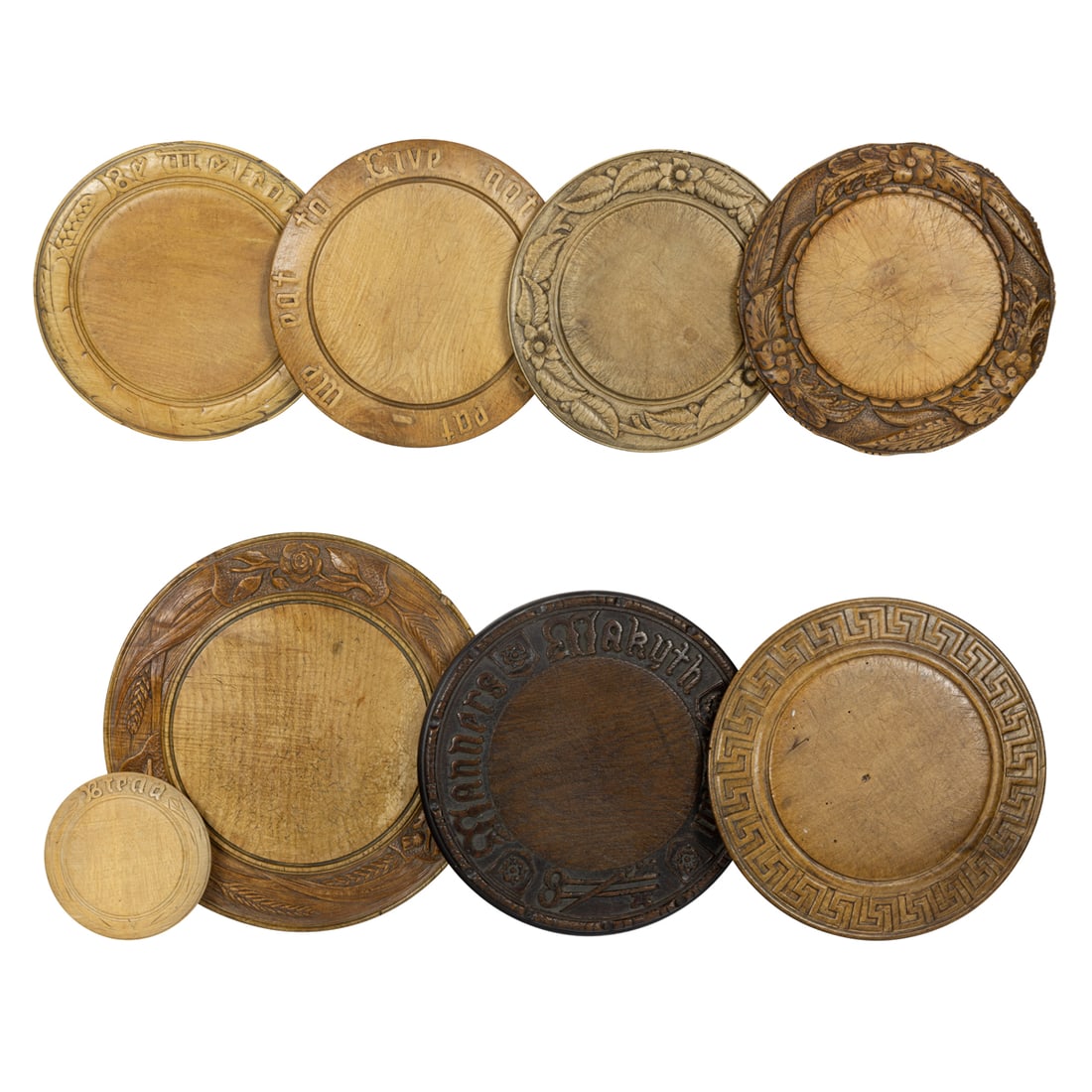 Eight English carved wood bread boards (1 of 4)