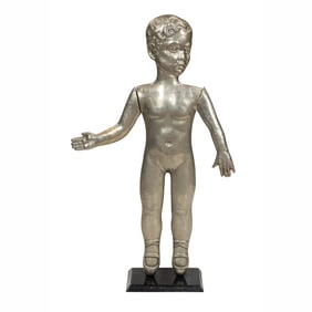 An aluminum advertising display figure of a young ballerina