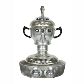 A Folk Art electric coffee percolator figure by Jim Bauer