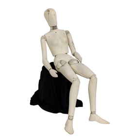 A life size Italian Artevetrina articulated plastic artist's female mannequin: Ev