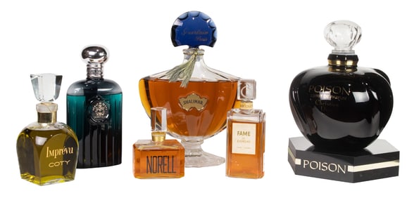 Six factice of dummy perfume bottles