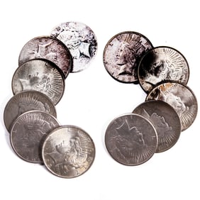 A lot of fifteen Peace dollars