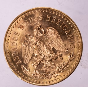 A Mexico 50 Peso gold coin 1947