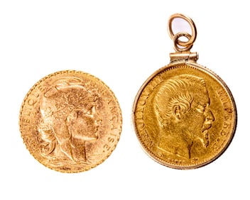Two French 20 Francs gold coins