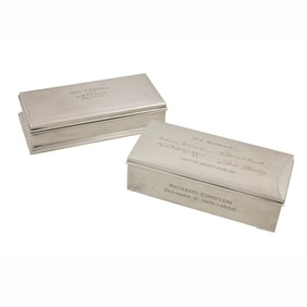 Two American sterling presentation cigarette boxes