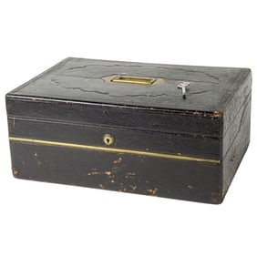 An English leather-bound fitted traveling writing box