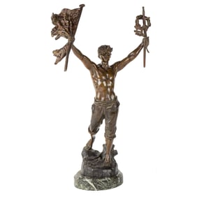 A Continental bronze figure of Victory after a model by Henri Desire Grisard