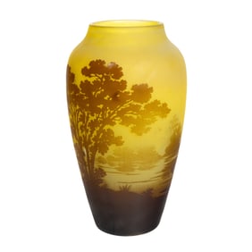 A Galle cameo glass scenic vase