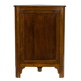 A George II walnut hanging corner cabinet