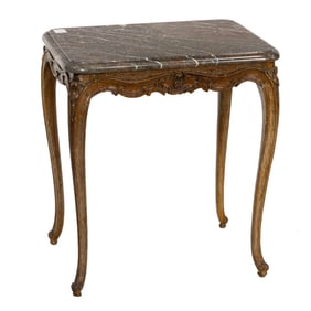A Louis XV oak marble top center table