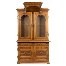 An American Gothic oak bookcase, circa 1880