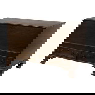 A Chippendale blanket chest late18th century: A Chippendale blanket chest late18th century, with an exposed dovetail walnut case having two drawers, and rising on later ogee bracket feet, 31"h x 41"w x 23"d