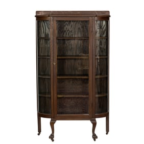 A late Victorian oak china cabinet, circa 1920