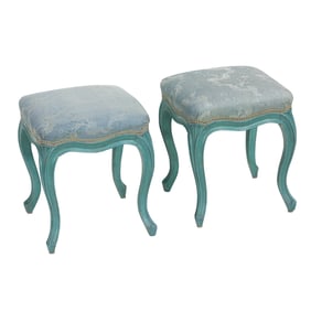 A pair of Louis XV polychrome tabourets