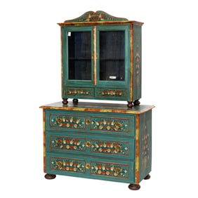 An Eastern European handpainted chest on chest in two parts