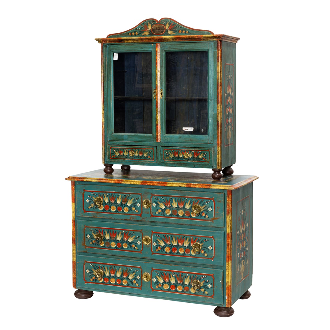 An Eastern European handpainted chest on chest in two parts (1 of 5)