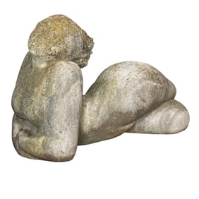 A Nancy Doran (Californian 1950-2013) hand carved marble sculpture: Reclining Female