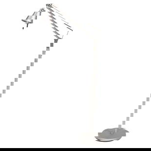 A Modern aluminum adjustable floor lamp in the manner of Artemide Tolomeo: A Modern aluminum adjustable floor lamp in the manner of Artemide Tolomeo, unmarked, adjustable between 40.5"h and 61.5"h