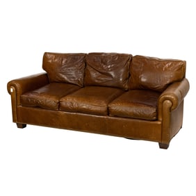 A Hickory Chair Co. leather sofa