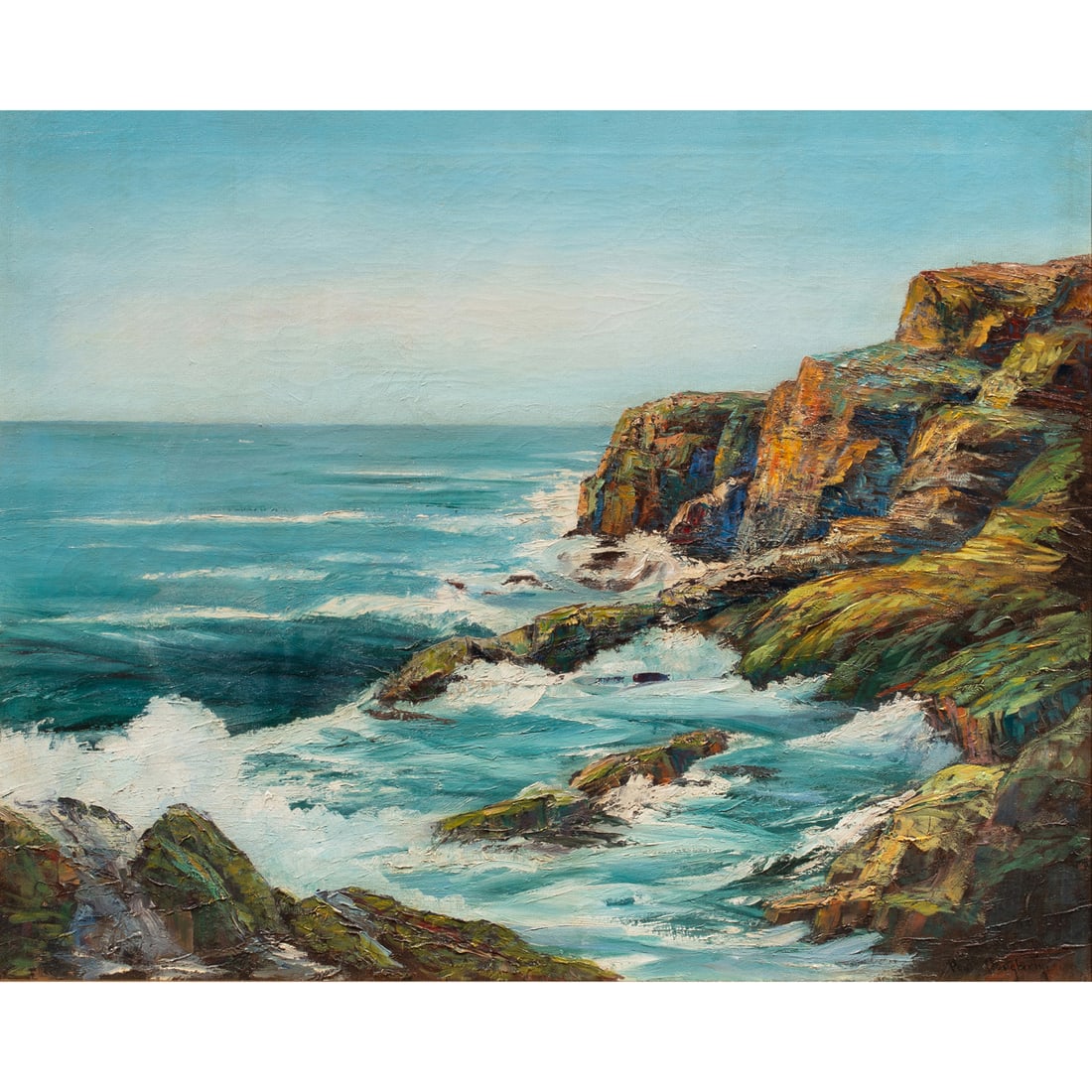 Painting, Paul Dougherty: Paul Dougherty (American, 1877-1947), Untitled (Coastal Scene), oil on canvas, signed lower right, canvas: 24"h x 30"w, overall (with frame): 28.25"h x 34.25"w