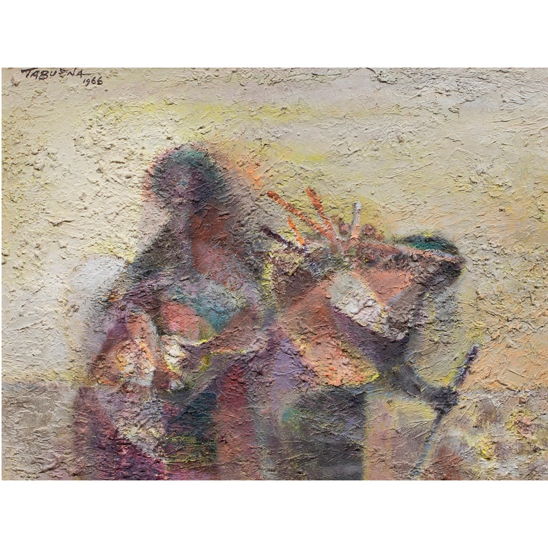Painting, Romeo Villalva Tabuena: Romeo Villalva Tabuena (Filipino, 1921-2015), "Firewood Gatherers," 1966, acrylic on masonite, signed and dated upper left, titled and dated on artist's label verso, masonite: 12.5"h x 16.25"w, overal
