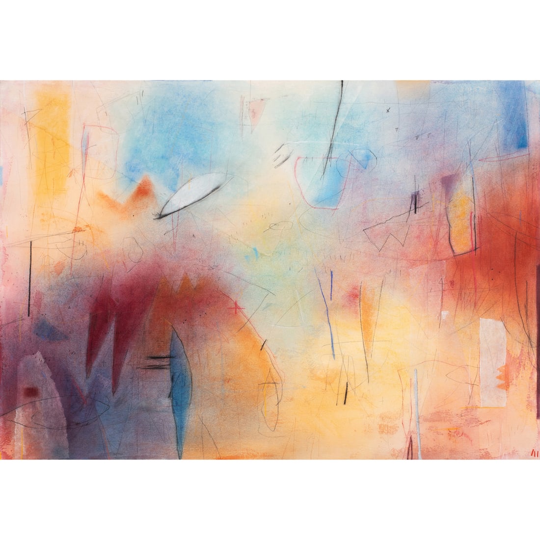 Mixed Media, Emmi Whitehorse: Emmi Whitehorse (American/Navajo, b. 1957), "Kin Nah Zin II #226," 1982, mixed media on paper, signed, titled, and dated verso, sheet: 27.5"h x 39"w, overall (with frame): 37.75"w x 49"w. Provenance: