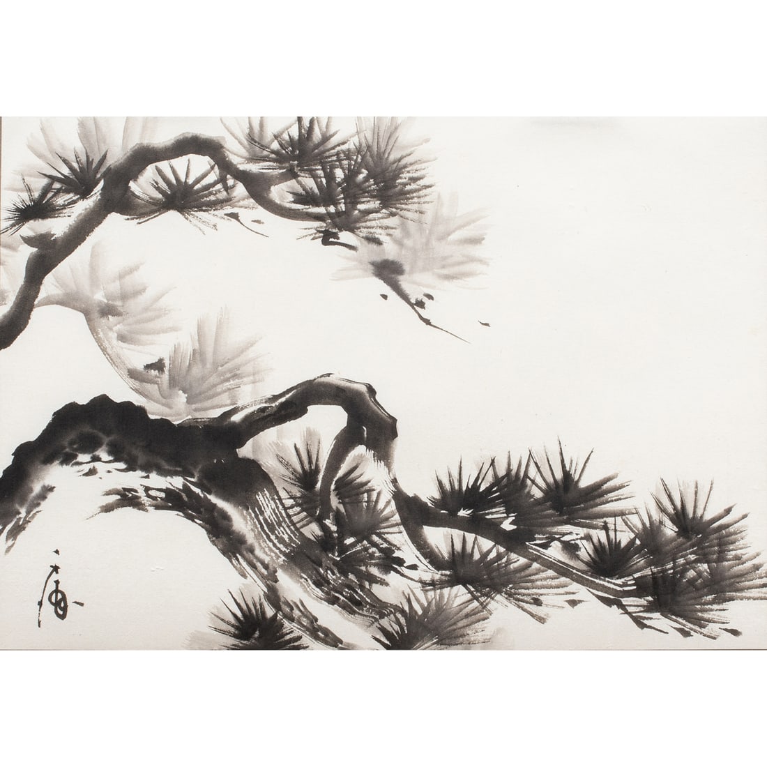 Work on Paper, Chiura Obata: Chiura Obata (Japanese/American, 1885-1975), Branches, ink wash on paper, signed lower left, sight: 10.75"h x 15.5"w, overall (with frame): 19.5"h x 25.25"w
