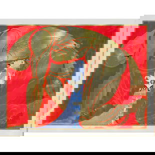 Print, Erte: Erte (French, 1892-1990), "Samson and Delilah," 1980, serigraph with emobssing and hot-stamped foil, pencil signed lower right, edition LXXV/XC, image: 15"h x 20.25"w, overall (with frame): 30.5"h x 3