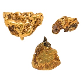 A group of gold nuggets