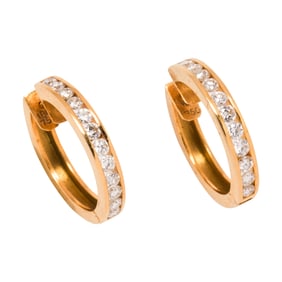A pair of diamond and 18k gold earrings