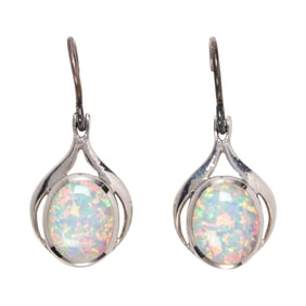 A pair of opal earrings