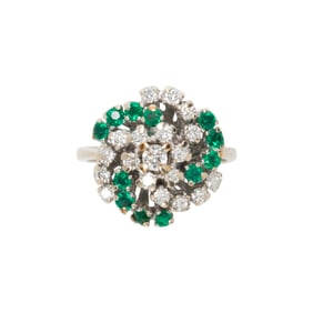 A Baumstein Feder diamond, tsavorite and 14k gold ring