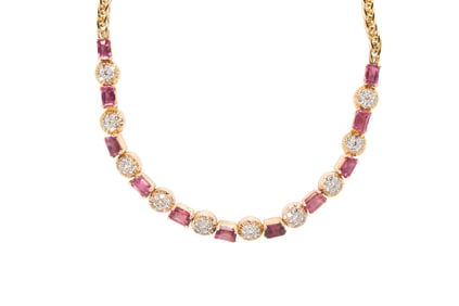 A tourmaline, diamond and 18k gold necklace