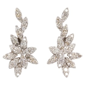 A pair of diamond and platinum earrings