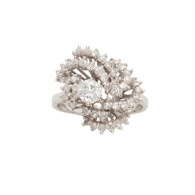 A diamond and 18k white gold ring