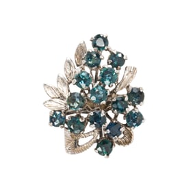 A sapphire and silver ring