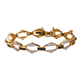 A sapphire, diamond and 18k gold bracelet