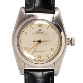 A Rolex, stainless steel oyster perpetual bubble-back wristwatch, circa 1945