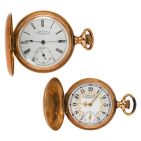 Two American Waltham 14k gold pocket watches