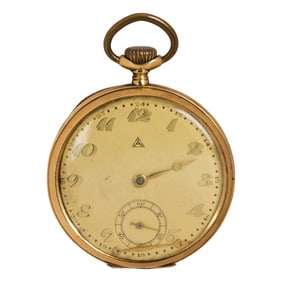 An Alpina 14k gold and yellow metal pocketwatch